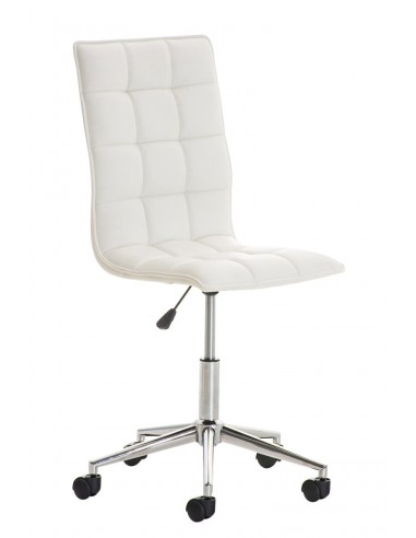 Fauteuil chaise de bureau tabouret à roulette en synthétique blanc BUR10075 Jusqu'à 80% De Réduction