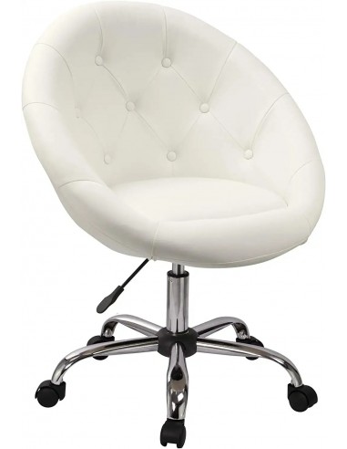 Fauteuil à roulette synthétique PU tabouret chaise de bureau blanc BUR09029 Par le système avancé 