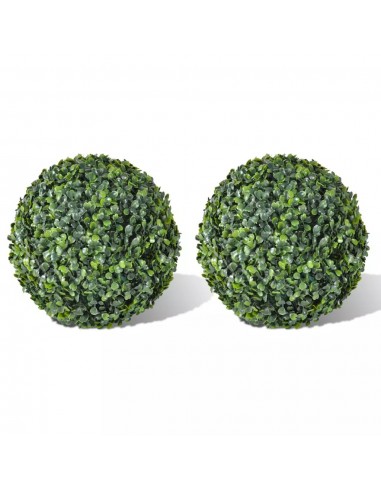 Plante artificielle boules de buis décoration intérieur ou extérieur 2 pièces 35 cm DEC022055 outlet