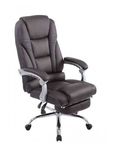 Fauteuil de bureau ergonomique avec repose-pieds extensible synthétique marron BUR10167 de technologie