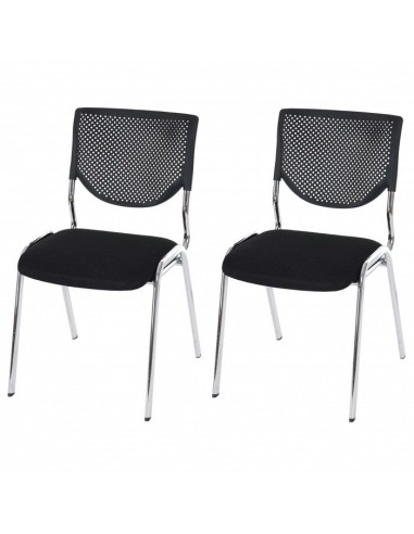 Lot de 2 chaises ergonomique pour visiteur bureau noir pieds chromé BUR04049 Venez acheter