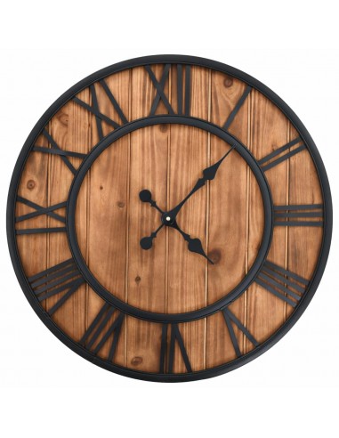 Horloge murale vintage à quartz Bois et métal 60 cm XXL DEC022277 solde