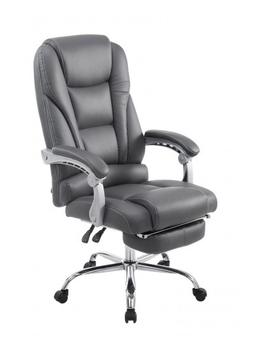 Fauteuil de bureau ergonomique avec repose-pieds extensible synthétique gris BUR10168 pas cher 