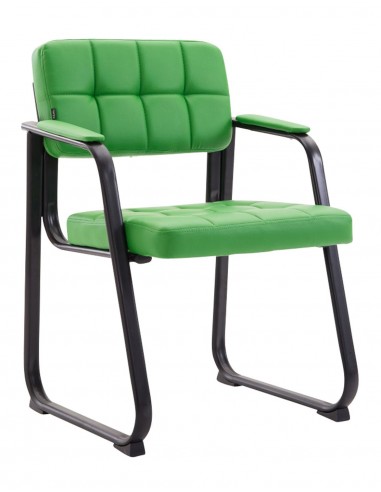 Chaise visiteur fauteuil de bureau sans roulette synthétique vert BUR10227 de pas cher