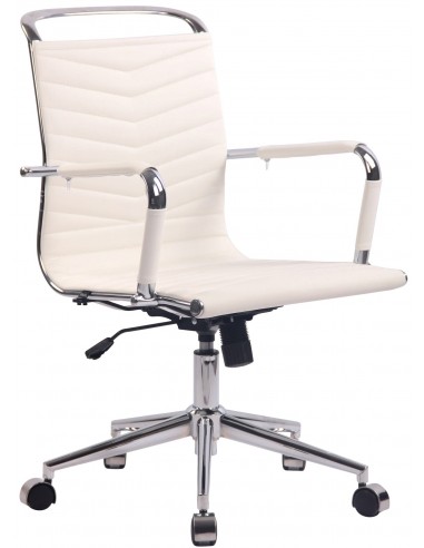 Fauteuil de bureau à roulettes en synthétique blanc hauteur réglable avec accoudoirs BUR10309 Amélioration de cerveau avec