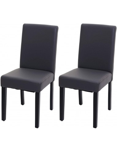 Lot de 2 chaises de salle à manger synthétique gris mat pieds foncés CDS04459 solde