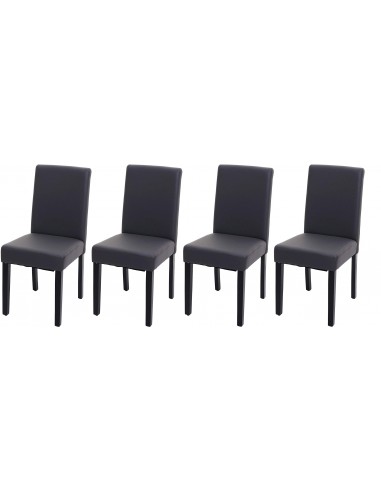 Lot de 4 chaises de salle à manger synthétique gris mat pieds foncés CDS04559 50-70% off 