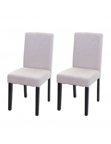 Lot de 2 chaises de salle à manger en tissu crème pieds foncés CDS04460 de technologie