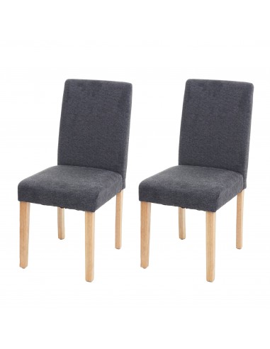 Lot de 2 chaises de salle à manger en tissu gris foncé pieds clairs CDS04462 JUSQU'A -70%! 