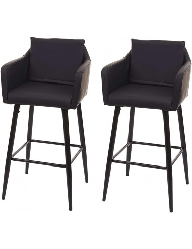 Lot de 2 tabourets de bar avec repose-pieds en synthétique noir et métal noir TDB04065 Vous souhaitez 