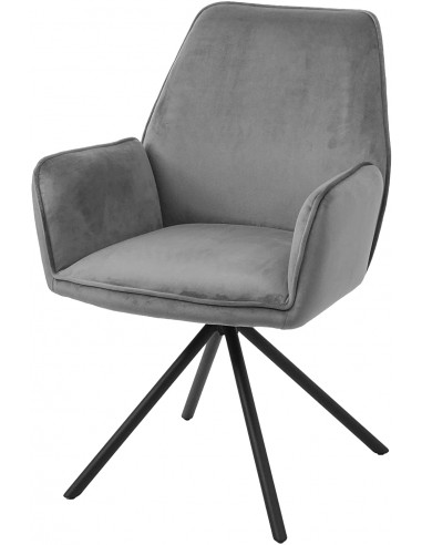 Chaise fauteuil rembourré salon bureau avec accoudoirs rotation 90° en velours gris FAL04034 Dans la société mordern