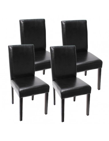 Lot de 4 chaises de salle à manger synthétique noir pieds foncés CDS04146 ou a consommer sur place