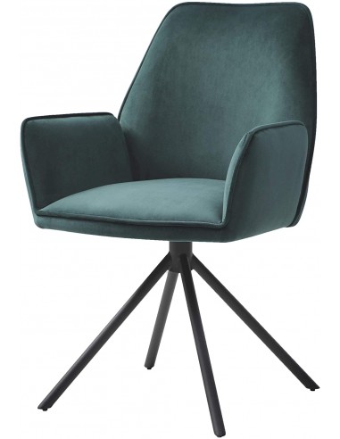 Chaise fauteuil rembourré salon bureau avec accoudoirs rotation 90° en velours vert FAL04035 outlet