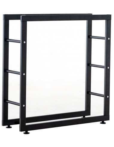 Range-bûches étagère support bois de cheminée 25x80x80 cm métal mat noir DEC10029 destockage