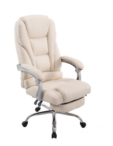 Fauteuil de bureau ergonomique avec repose-pieds extensible synthétique crème BUR10169 du meilleur 