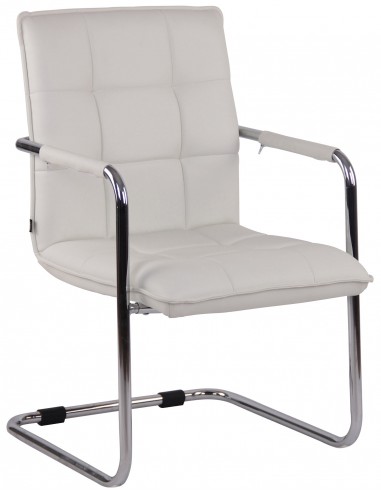 Chaise visiteur fauteuil de bureau sans roulettes en cuir synthétique blanc cadre métal BUR10471 l'évolution des habitudes 