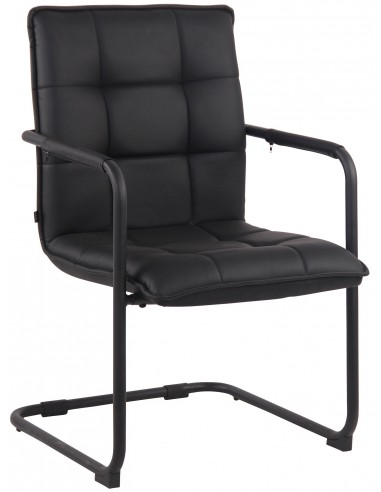 Chaise visiteur fauteuil de bureau sans roulettes en synthétique noir cadre métal noir BUR10479 votre restaurant rapide dans 