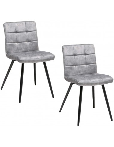 Lot de 2 chaises de salle à manger en velours gris rembourrée structure métal noir BUR09094 Les magasins à Paris