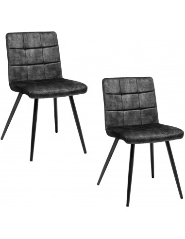 Lot de 2 chaises de salle à manger en velours noir rembourrée structure métal noir BUR09097 ou a consommer sur place