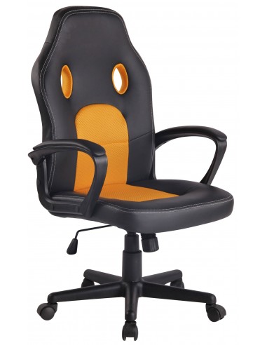 Fauteuil de bureau design sportif en synthétique noir maille jaune BUR10486 le concept de la Pate a emporter 