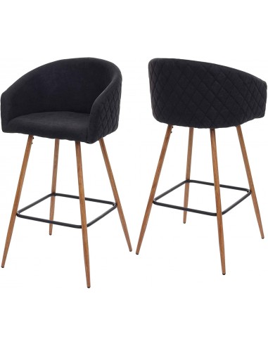 Lot de 2 tabourets de bar en tissu velours gris anthracite avec repose-pieds TDB04067 prix