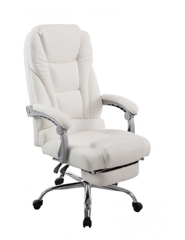 Fauteuil de bureau ergonomique avec repose-pieds extensible synthétique blanc BUR10170 le des métaux précieux