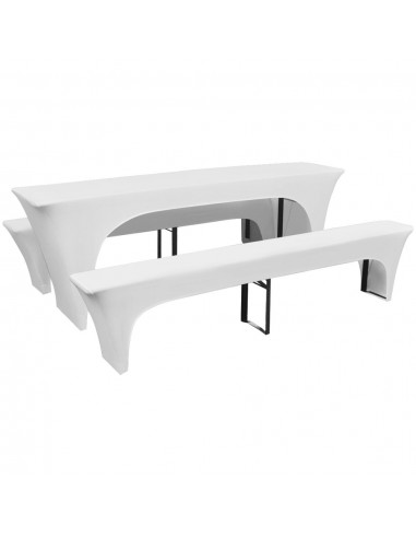 3 Nappe pour table de brasserie et bancs extensible blanc 70 cm DEC022296 Pour