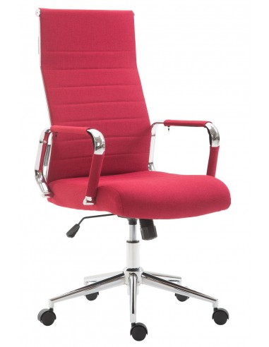 Fauteuil de bureau sur roulettes en tissu rouge avec assise rembourrée pivotant BUR10236 50% de réduction en Octobre 2024