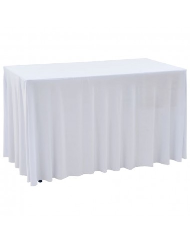 Nappes élastiques de table avec jupon 2 pièces 120x60,5x74cm Blanc DEC022463 Venez acheter