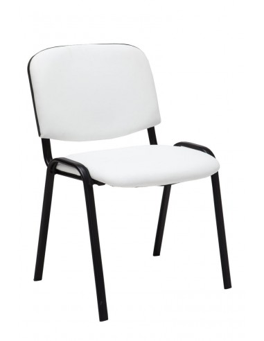 Chaise visiteur assise rembourrée en synthétique blanc BUR10068 rembourrage situé sous