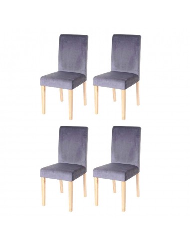 Lot de 4 chaises de salle à manger / cuisine en tissu velours gris CDS04510 les ctes