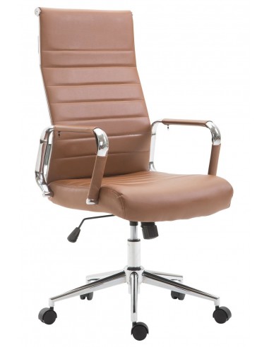 Fauteuil de bureau en synthétique marron avec assise rembourrée pivotant BUR10242 Paris Déstockage Promo