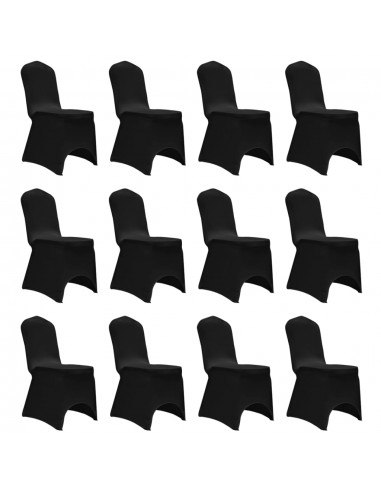 Housses élastiques de chaise Noir 12 pièces DEC022524 Jusqu'à 80% De Réduction