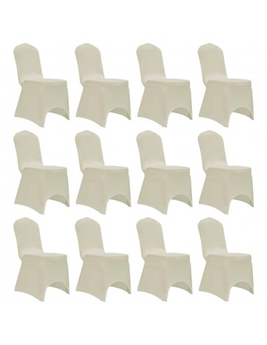 Housses élastiques de chaise Crème 12 pièces DEC022525 sur le site 