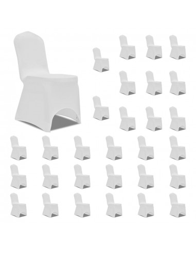 Housses élastiques de chaise Blanc 30 pièces DEC022532 en stock