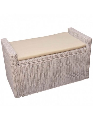 Banc banquette / coffre de rangement en rotin blanc BAN04018 Par le système avancé 