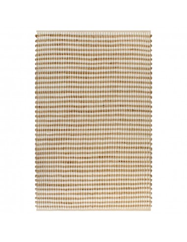 Tapis tissé à la main Jute Tissu 120 x 180 cm Naturel et blanc DEC023451 la livraison gratuite