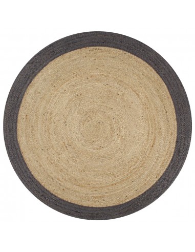 Tapis fait à la main Jute avec bord gris foncé 150 cm DEC023474 france