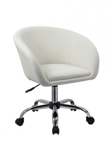 Fauteuil à roulette tabouret chaise de bureau blanc BUR09021 solde