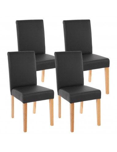 Lot de 4 chaises de salle à manger synthétique noir mat pieds clairs CDS04136 outlet