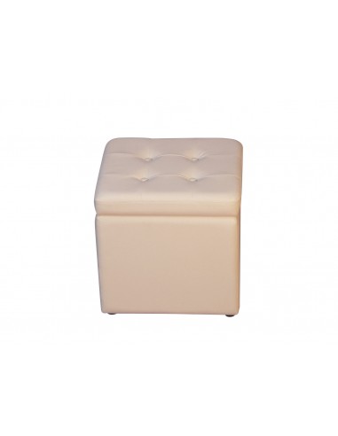 Pouf avec espace de rangement en synthétique crème BAN05042 Faites des économies