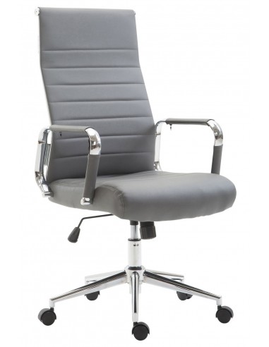 Fauteuil de bureau en synthétique gris avec assise rembourrée pivotant BUR10243 outlet