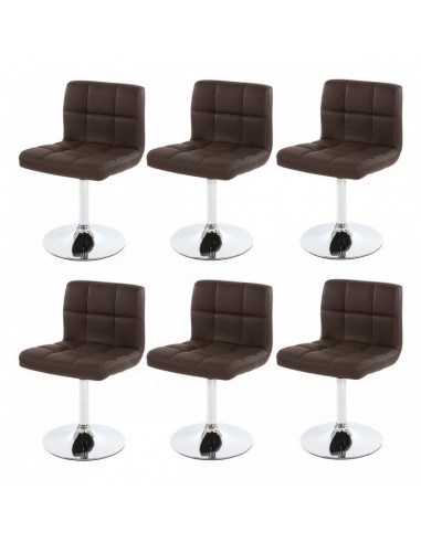 Lot de 6 chaises fauteuils de salle à manger en synthétique marron CDS04264 outlet