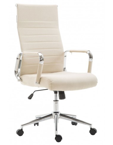 Fauteuil de bureau en tissu crème avec assise rembourrée pivotant BUR10237 Amélioration de cerveau avec